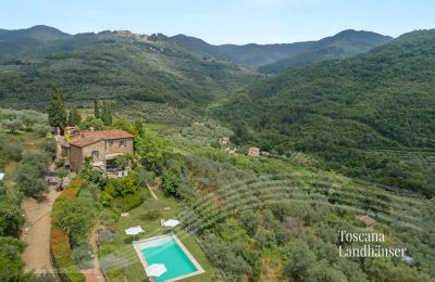 Landhus købe Loro Ciuffenna, Toscana, RIF 3098 BLick auf Anwesen und Umgebung