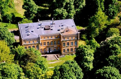 Zámek na prodej powiat gorzowski, gmina Witnica, Dąbroszyn, Pałac w Dąbroszynie, województwo lubuskie, Foto z dronu